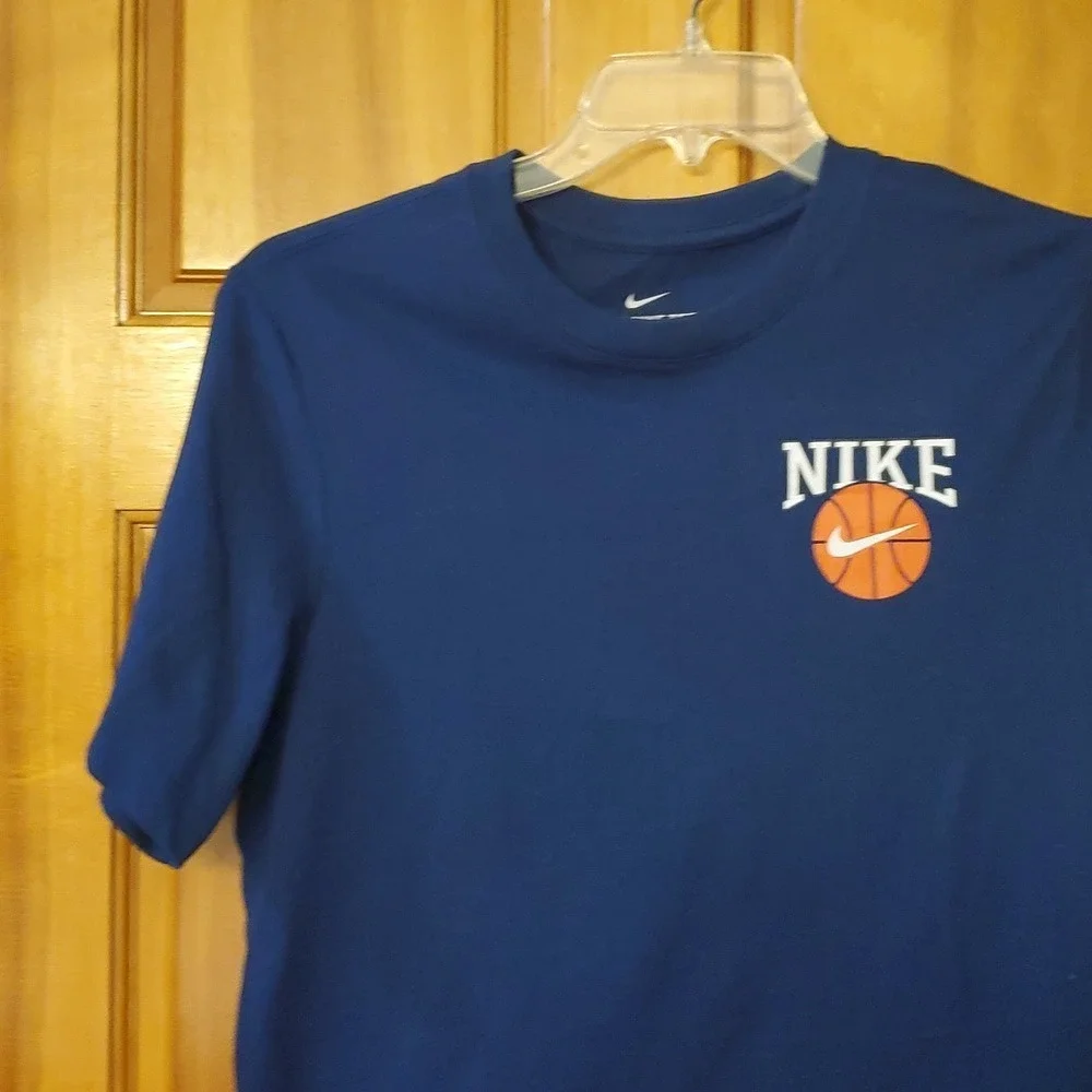 Nike Mens Navy DUNK ON YOU Short Sleeve Dri-Fit‎ Basketball Shirt Size Medium